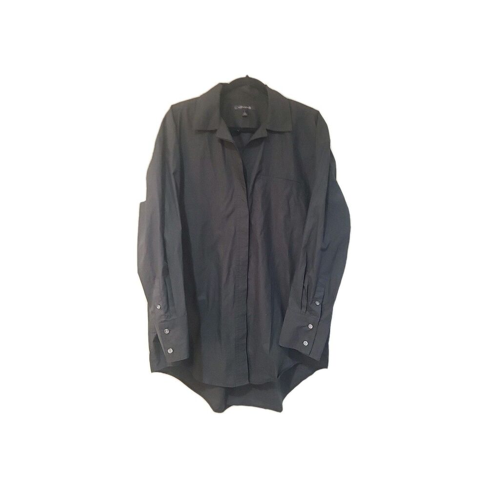 Banana Republic Womens Button Up Shirt Black Cotton Oversized Tunic Top Large T